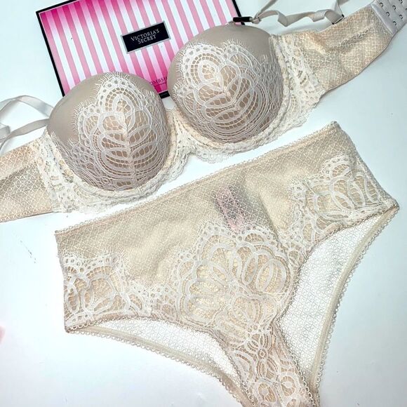 🔥VICTORIA SECRET BRA SET 32DD multi-way panty medium mod rise cheeky New - Picture 1 of 9